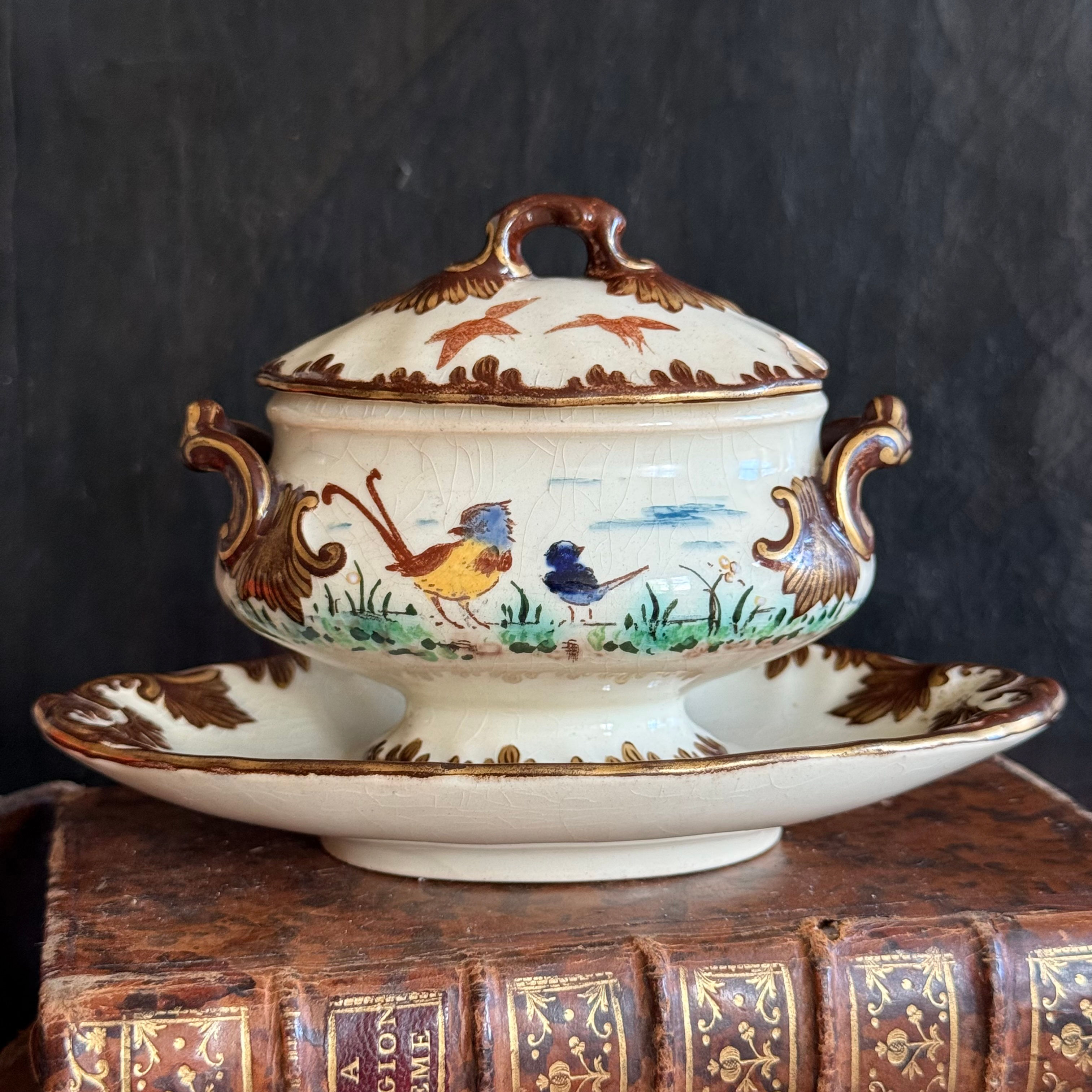 Collectible 'Parisian' hand painted mustard tureen