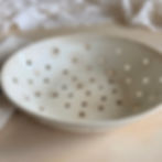 Thumbnail: Sarreguemines patinated berry bowl strainer
