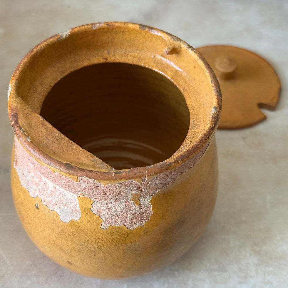 Thumbnail: 19th century Provencal ochre glaze lidded honey pot
