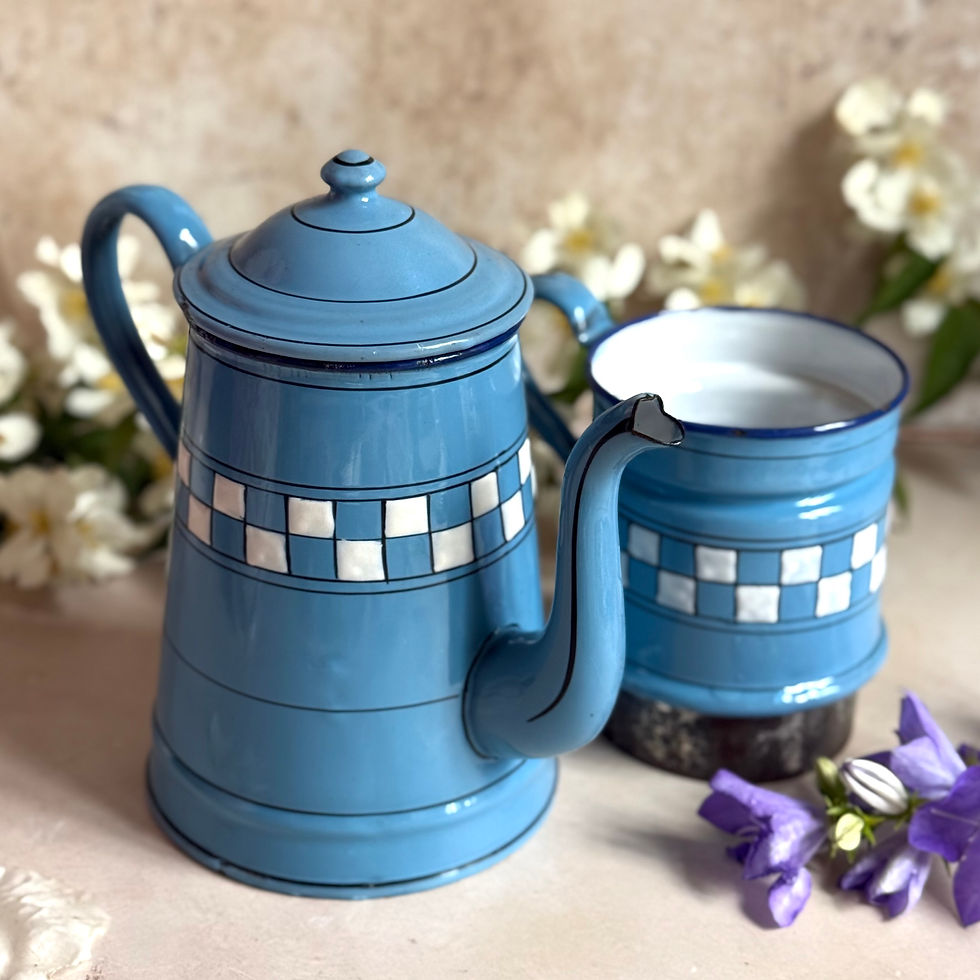 Miniature : Lustucru beautiful blue enamel coffee pot