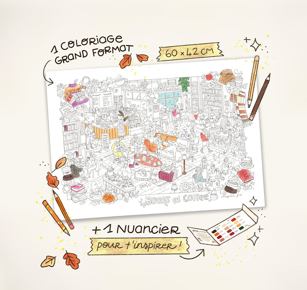 Miniature : DUO de Posters à Colorier XXL  – Books & Coffee + The Cosy Cabin ☕📚