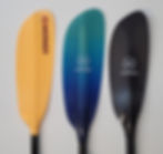 Side by side comparison of a FGIM, fiberglass, and carbon kayak paddle blade