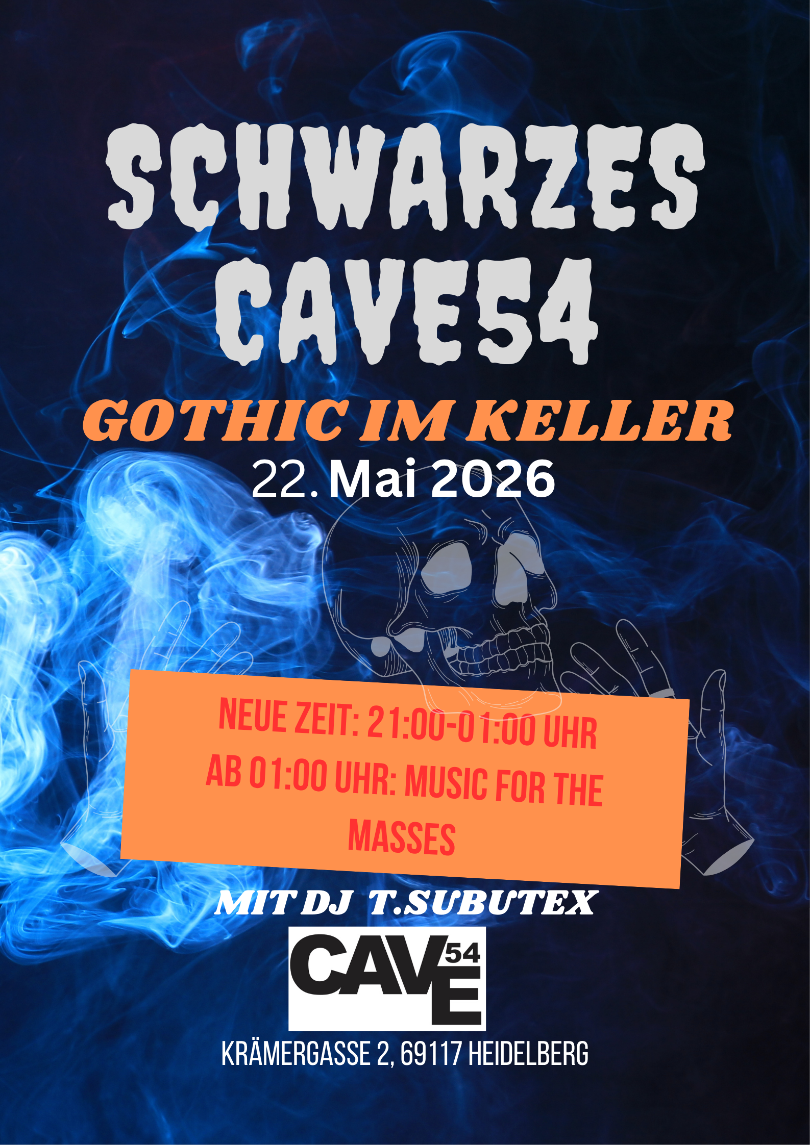 NEUE STARTZEIT !!  Schwarzes Cave - Gothic im Keller mit DJ  T.SUBUTEX – Cave54, 22.05.2026