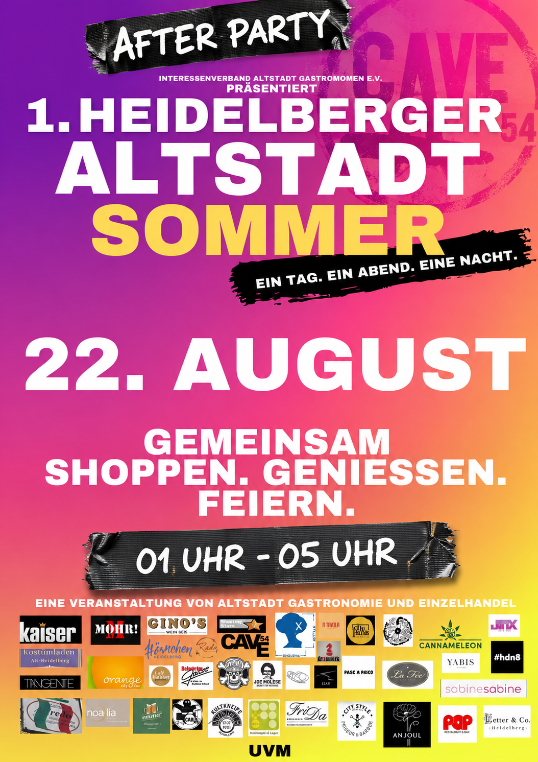Altstadtsommer Afterparty bis 05:00 Uhr – Cave54, 23.08.2026