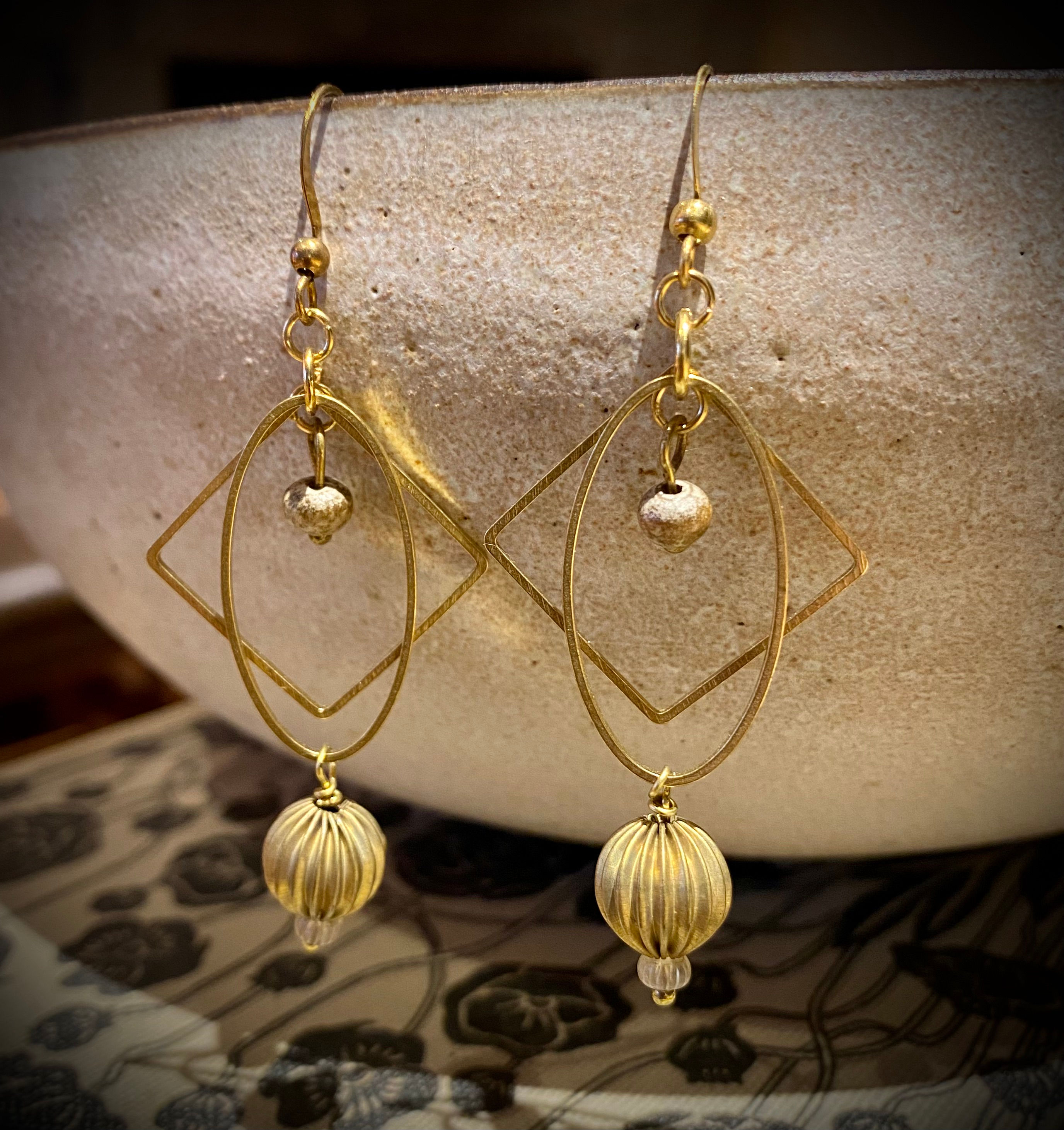 Brass and Vintage Bead earrings
