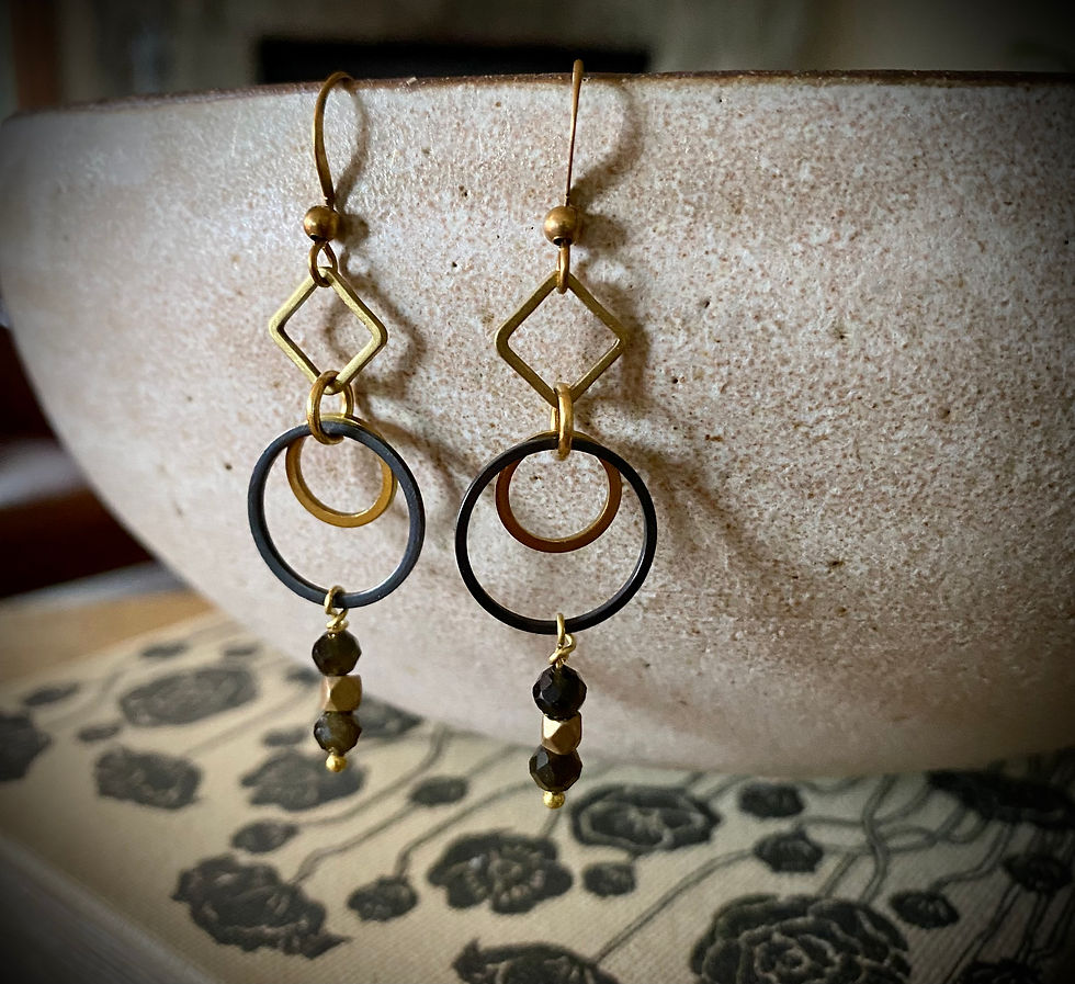 Brass and Vintage Beaded earrings