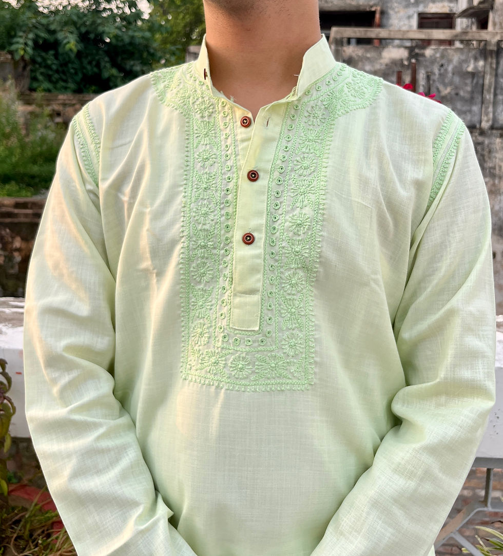 Thumbnail: Men’s Supersoft Cotton Chikankari Kurta – Handcrafted Comfort Meets Timeless Sty
