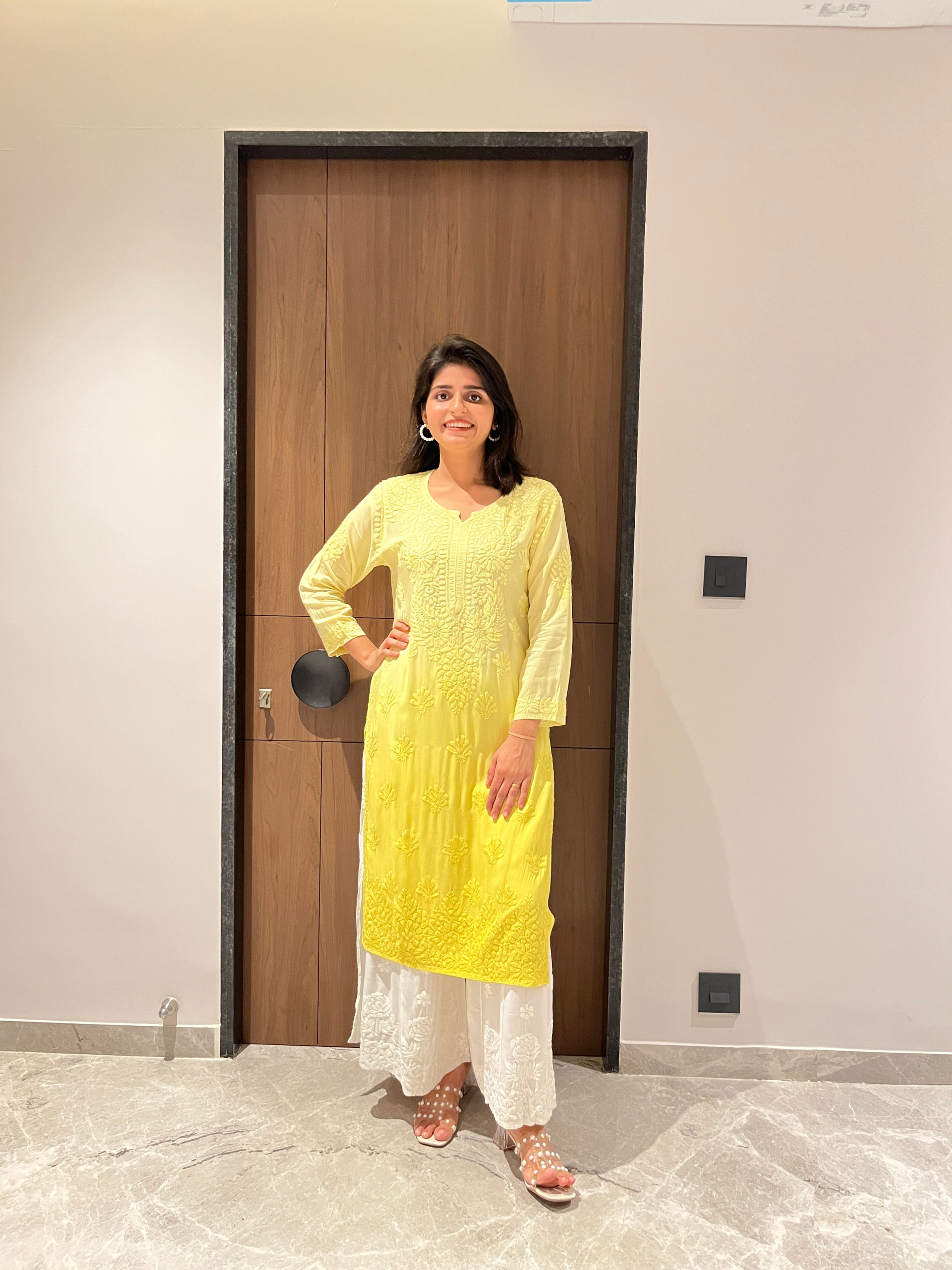 Ombre Modal Chikankari Kurta – Hand-Embroidered