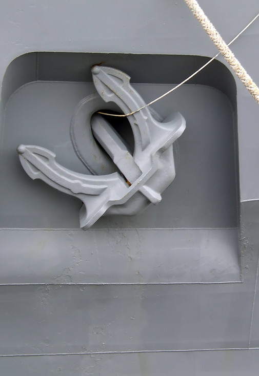 A clean anchor on a military ship