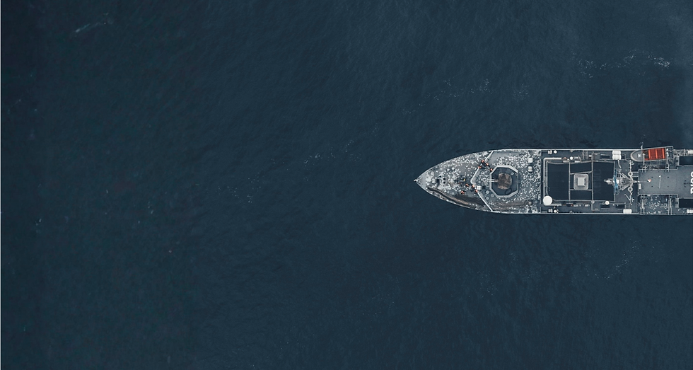 Aerial shot of a military vessel