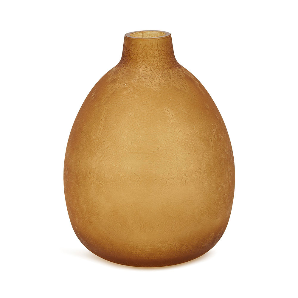 Vaso em Vidro Craquelado Ambar Grande