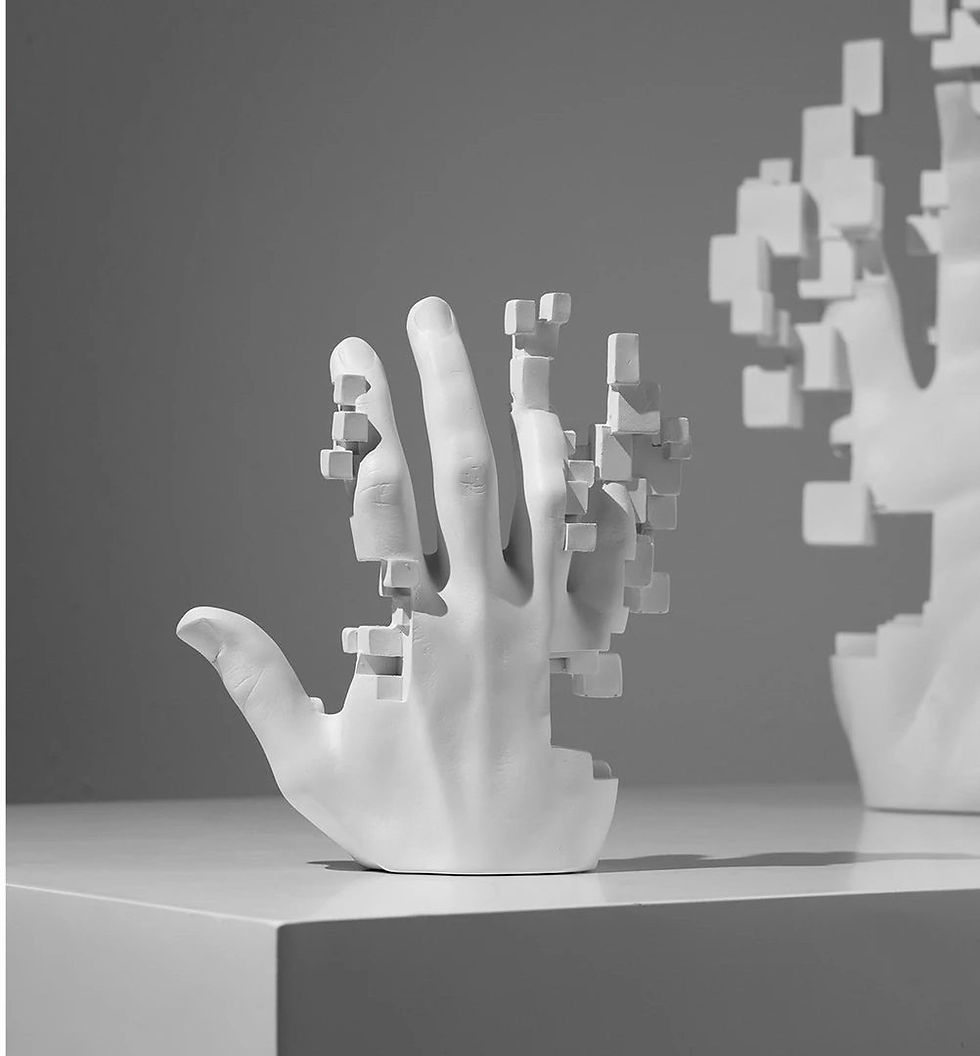 Escultura Mão Abstrata Cube