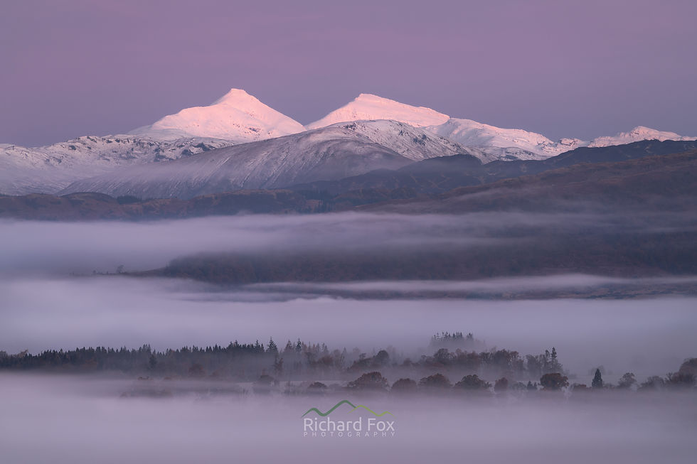 Winter sunrise looking towards Ben More from Kippen, Scotland