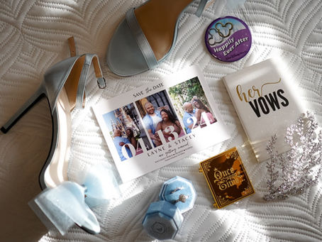 Wedding invitations, perfume, rings, and shoes on a white background. Flowers and glasses add elegance. Text details event info. A guide to wedding etiquette.