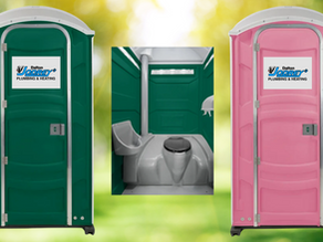 green and pink portable toilets
