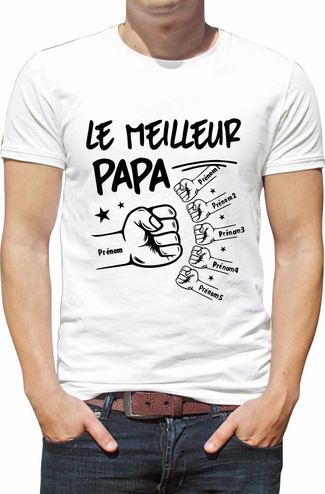 Miniature : T-shirt le meilleur papa a personnaliser avec prénom papa et enfant A018