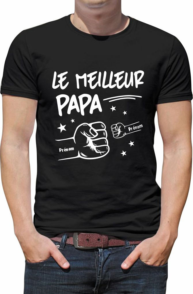 Miniature : T-shirt le meilleur papa a personnaliser avec prénom papa et enfant A018