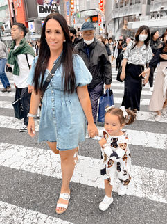 woman and girl at the shibuya crossing