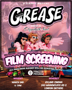 Graphic Design Services by Blake Ferguson demonstrates an Infographic for a Charity Movie Night Event for Elizabeth Noel LTD in London, Ontario, Canada.