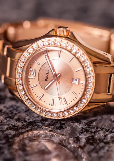 Commercial Product Photography with Blake Ferguson demonstrates a focus-stack image of a Fossil Watch captured in the Studio.