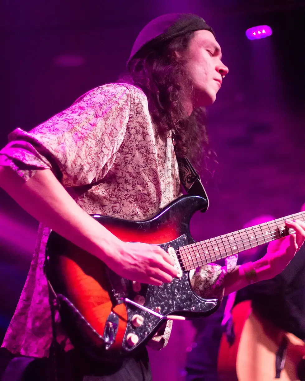 Concert Photography Services by Blake Ferguson depicts Devlin Edgar Flynn, Guitarist, Performing at Rum Runners, London Music Hall on 02/03/2023 in Ontario, Canada.