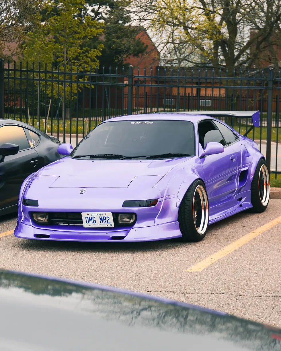 Car Show & Auto Event Coverage by Blake Ferguson Photography depicts a modified 1993 Toyota MR2 GTS-T RHD at Forest City Cars & Coffee 2024 in London, Ontario, Canada.