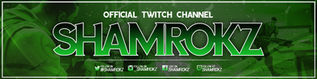 Graphic Design Services depicts a Branded Social Media Header for Twitch Streamers prepared for ShamRoKz of Newmarket, Ontario. (2)
