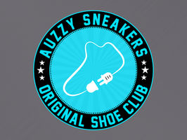 Graphic Design demonstrates a circular sports-inspired logo that reads Auzzy Sneakers Original Shoe Club.
