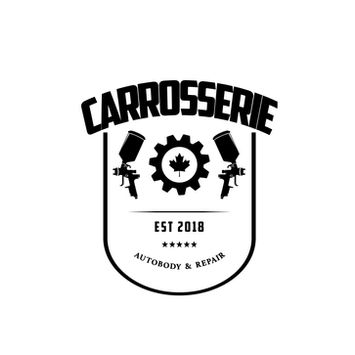 Graphic Design Services by Blake Ferguson depicts a background-filled Logo & Brand Identity for Carroserie Autobody in Montreal, Quebec, Canada. (2)