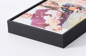 Thumbnail: A product photograph demonstrating a satin black hardwood frame for Matte Metal Photo Prints by Blake Ferguson Photography