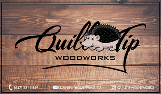 Graphic Design Services depicts a Concept of a Front Business Card prepared for QuillTip Woodworks in Orangeville, Ontario, Canada.