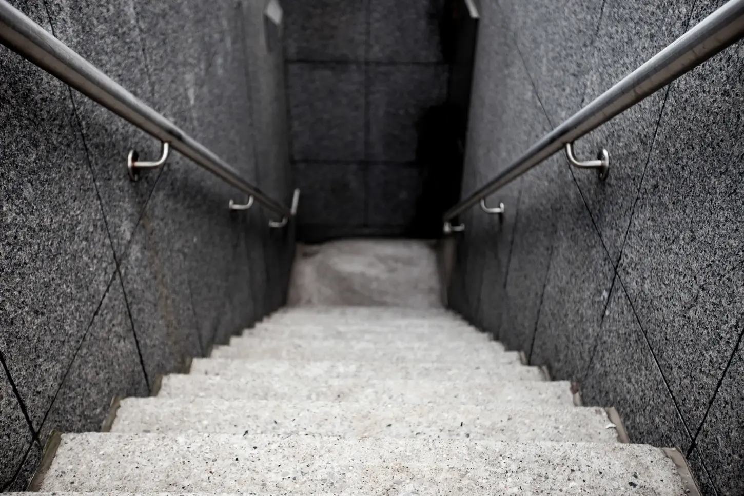 Monochrome Cityscape & Street Fine-Art Photography by Blake Ferguson demonstrate a grunge outdoor city staircase in London, Ontario, Canada.