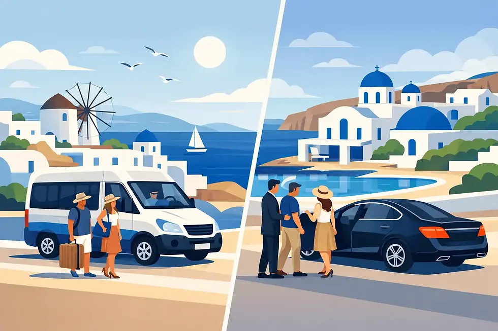 Hotel Shuttle Versus Private Car in Paros