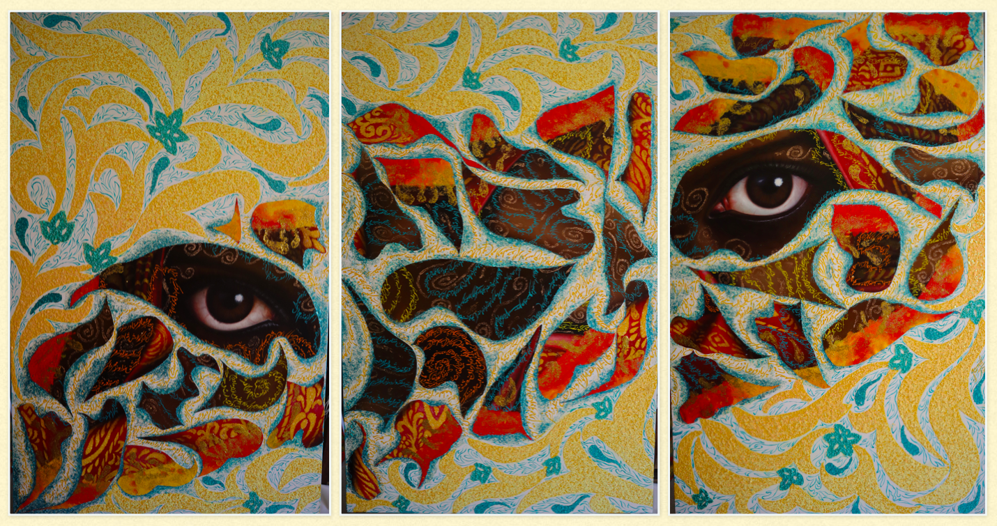 If you tear up my painting, I will make brighter and more beautiful things from the torn and scarred pieces. I have learned over the years to create beautiful things from my wounds and suffering.  Since childhood, various individuals would ridicule and punish me for my paintings in various ways. Most of the time, there was a deep fear within me when I painted, fearing that if someone didn’t like my paintings, they would tear them apart. Sometimes, even in my dreams, I repeatedly saw this nightmare of my paintings being torn to shreds. Once, I grew tired of these dreams, nightmares, and fears, so I decided to tear all my paintings into pieces myself. When I tore one of my best paintings, I immediately regretted it and cried intensely for about an hour, I loved my painting.  I had become remorseful for destroying part of my soul, but didn’t know what to do. I created this artwork with torn pieces of painting and decorated it with bright colors and materials. 