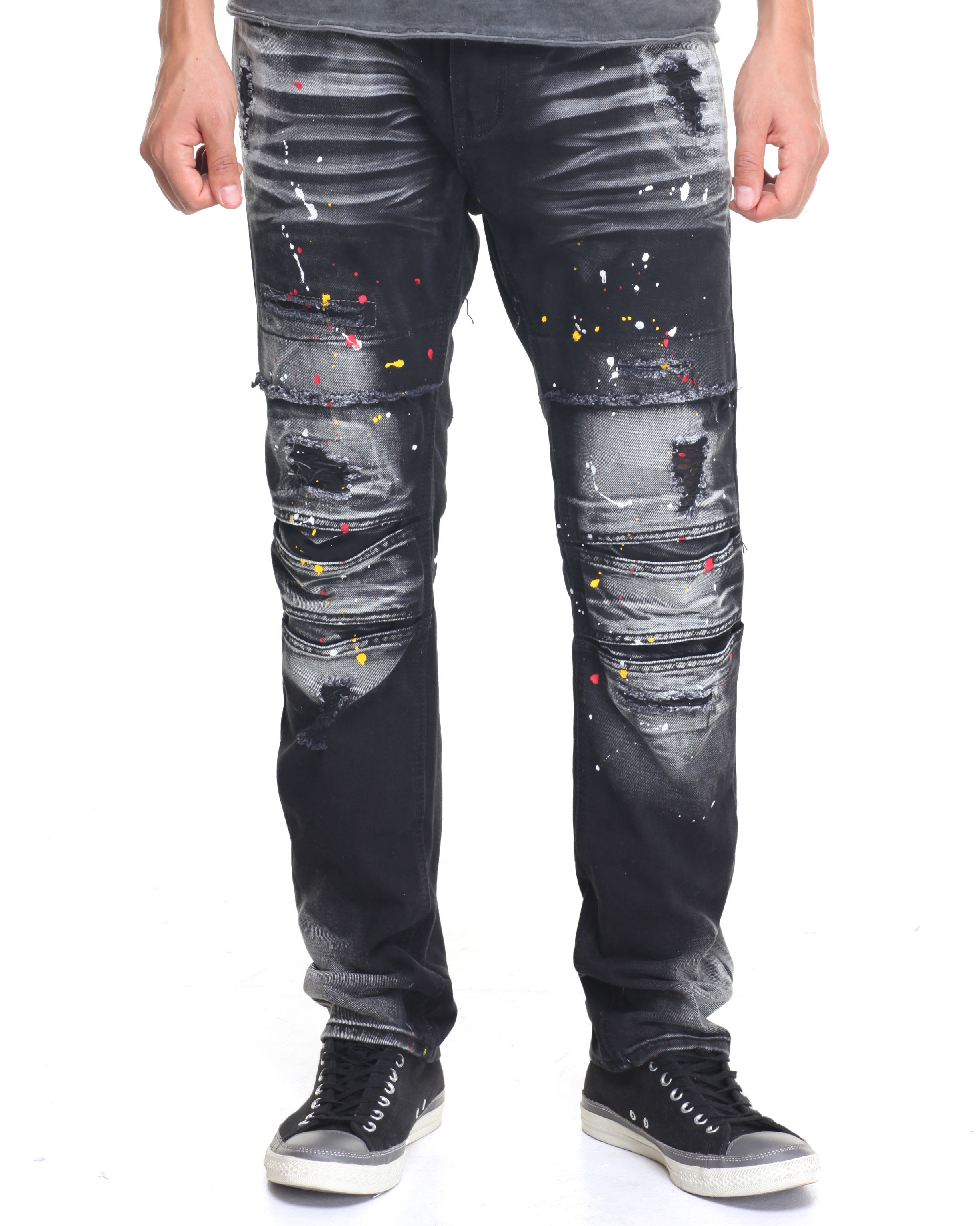 Paint Splatter Rip And Repair Twill Pant