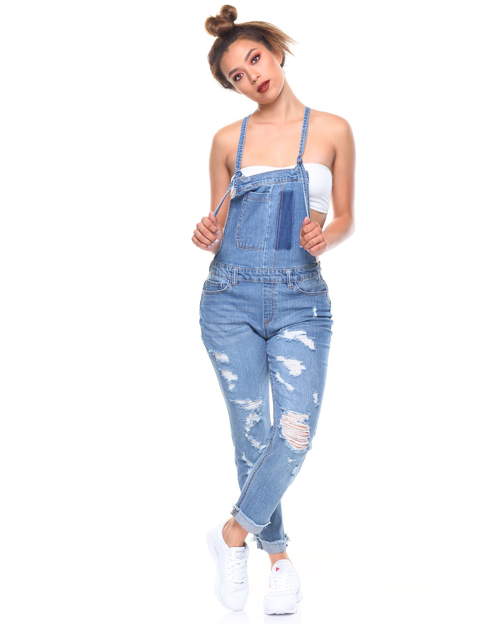 Thumbnail: Destructed Denim Overalls