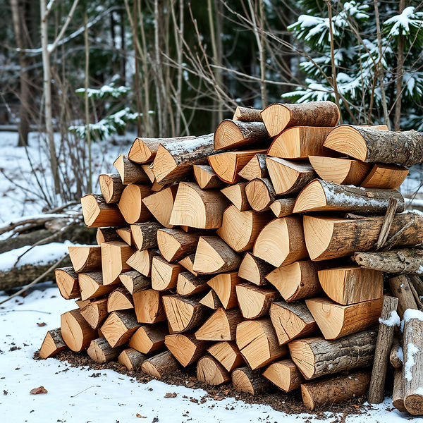 pile of cut up firewood packed neatly outdoors with a nice winter background.jpg