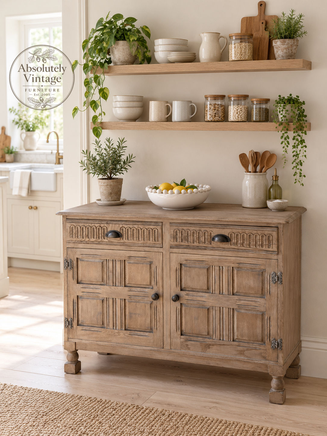 Vintage Oak Two-Door Sideboard | Modern Country