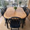 Thumbnail: A Beautiful Tiger Oak Table and 6 Chairs ~ Off Black ~