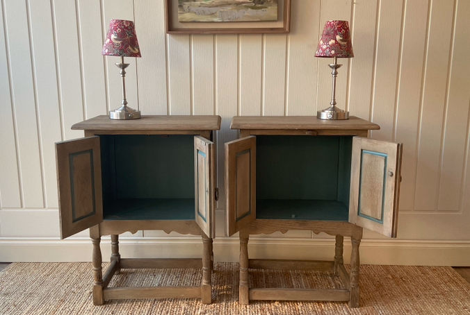Thumbnail: An Absolutely Stunning Pair of Vintage Oak Bedside Tables 
