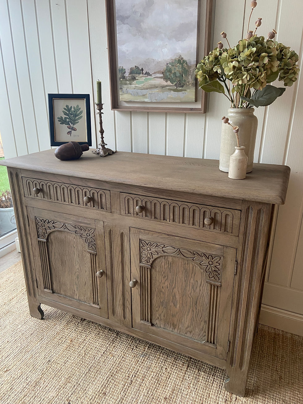 Thumbnail: A Stunning Vintage Oak Sideboard ~ Acorn Leaf Design 