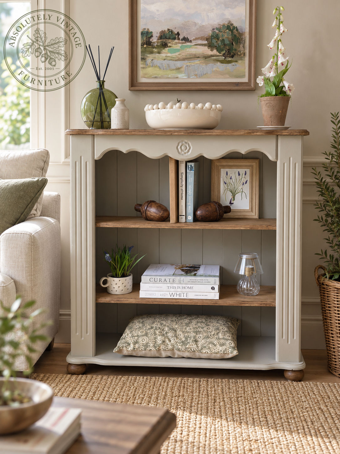 A Modern Country Cottage Oak Bookcase