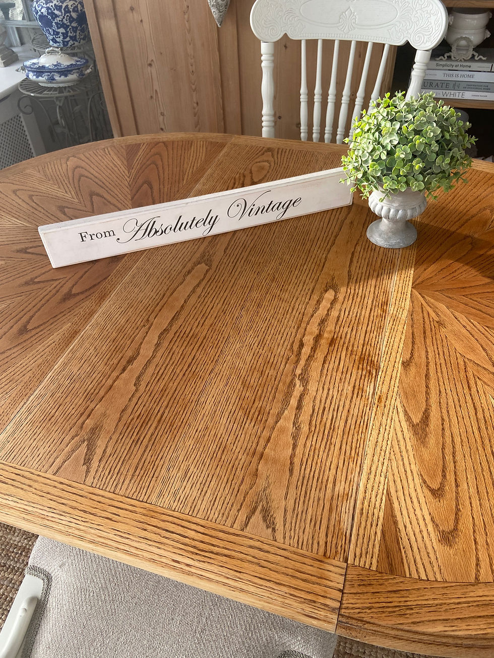 Thumbnail: A Tiger Oak Extending Dining Table and 4 Chairs 