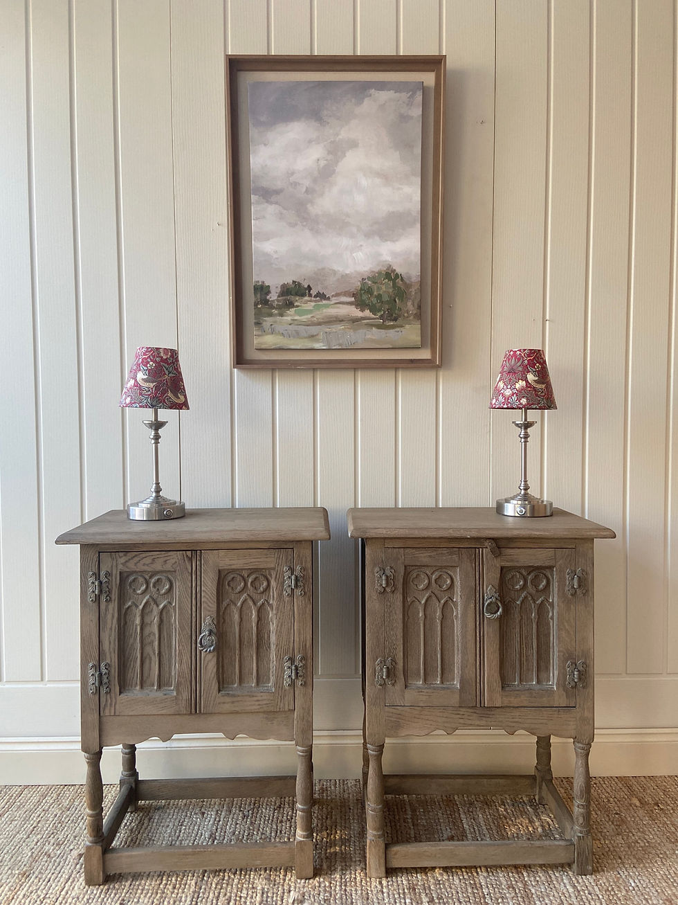 Thumbnail: An Absolutely Stunning Pair of Vintage Oak Bedside Tables 