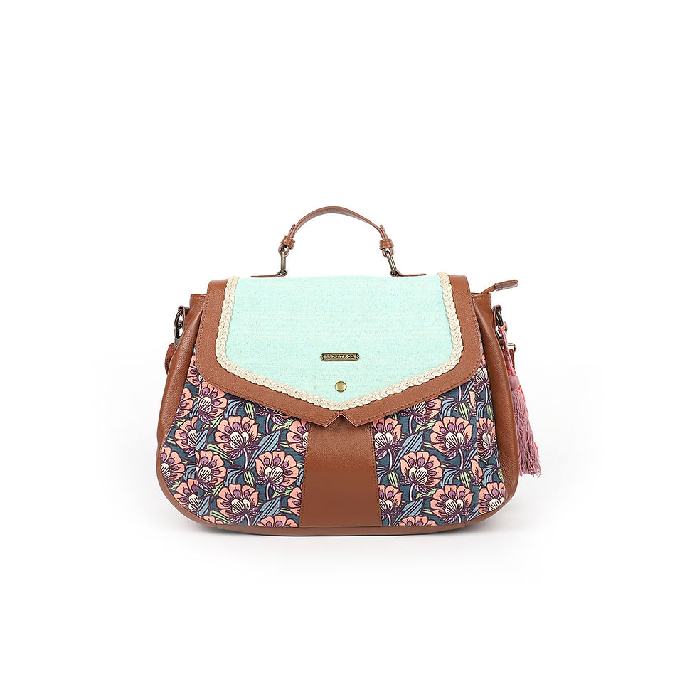 Sac à main Menthe flowers Lili Petrol