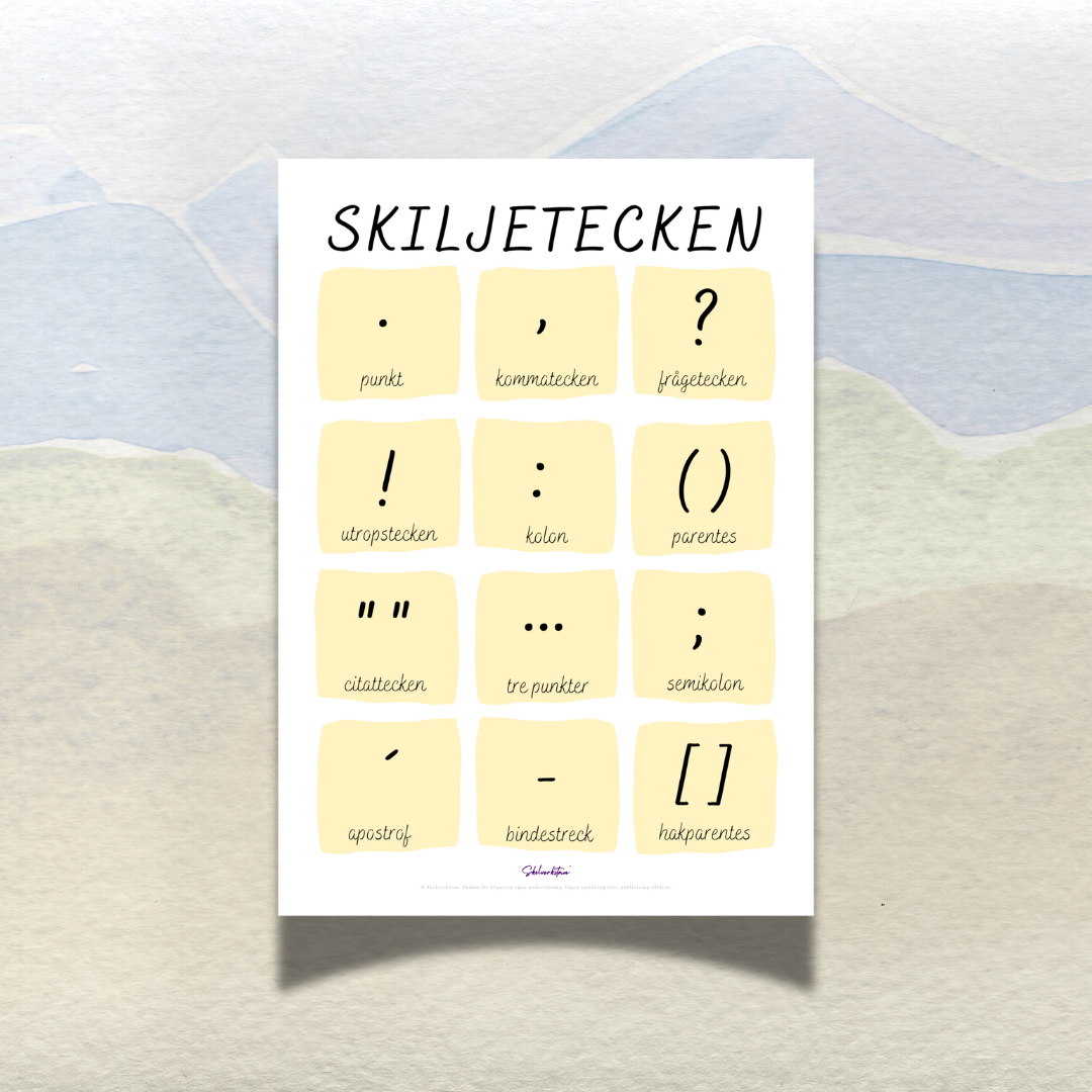 Skiljetecken – Skylt och Informationsblad för Klassrummet!
