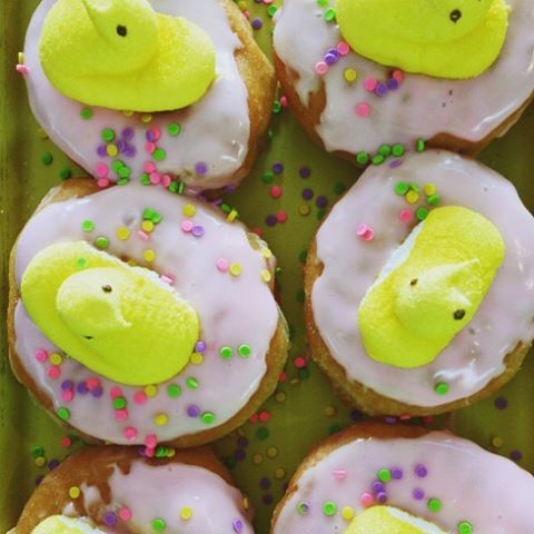 Peep in and take a look at our festive treats! #donuts #njfood #peeps #homemade #easter #yum #njeats
