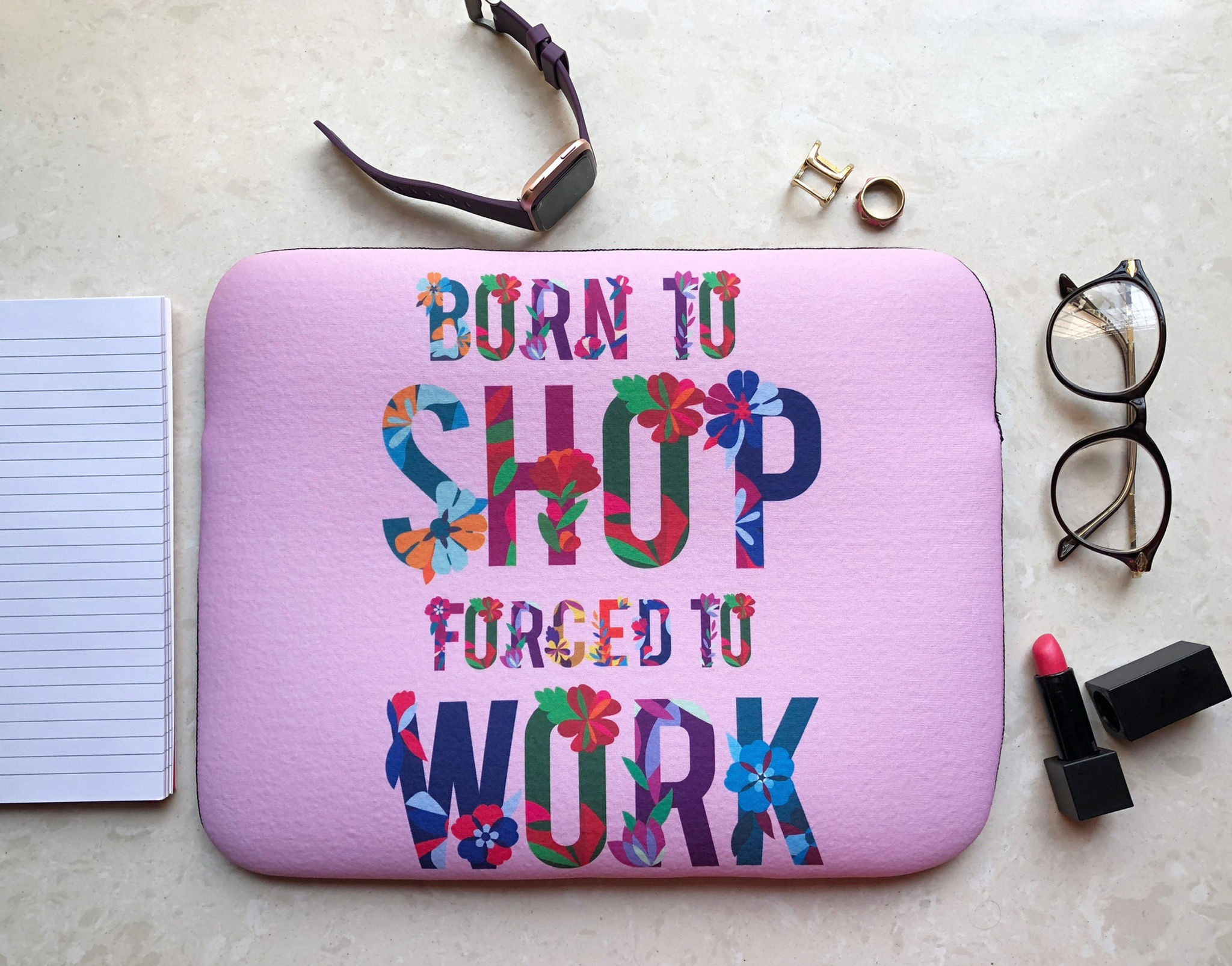 Born to Shop Pink- Laptop Sleeve