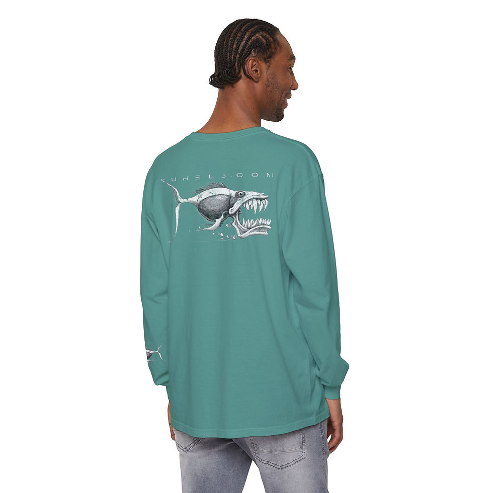 Thumbnail: Chevron/ Tooth Ferry Unisex Garment-dyed Long Sleeve T-Shirt