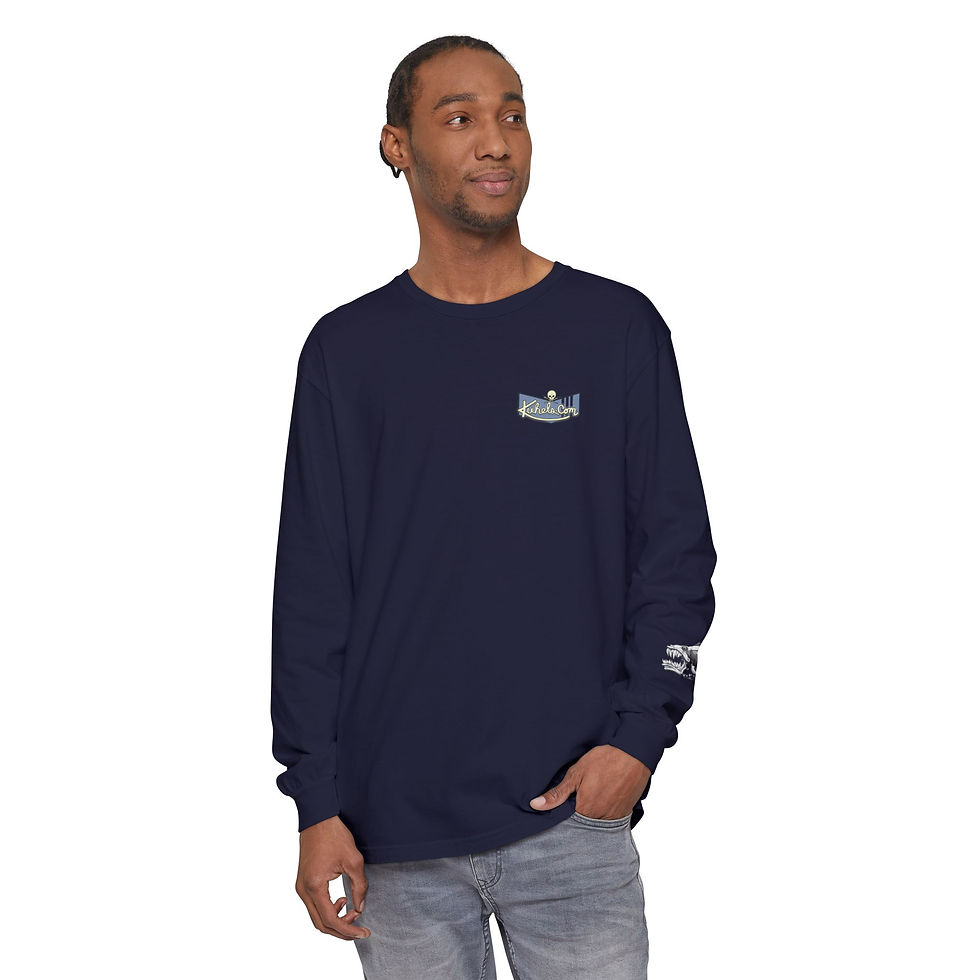 Thumbnail: Chevron/ Tooth Ferry Unisex Garment-dyed Long Sleeve T-Shirt